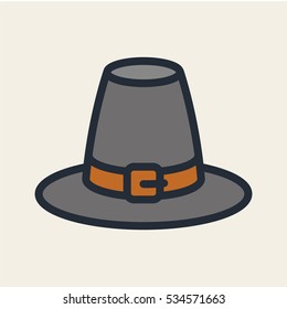 Pilgrim Hat Minimal Flat Color Line Outline Stroke Icon Pictogram Symbol