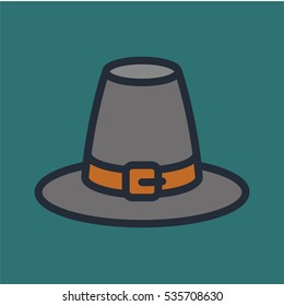 Pilgrim Hat Minimal Flat Color Line Outline Stroke Icon Pictogram Symbol