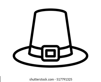 Pilgrim hat on Thanksgiving or capotain line art vector icon for apps and websites