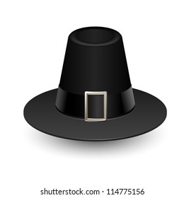 Pilgrim Hat On White, Thanksgiving Symbol, Vector