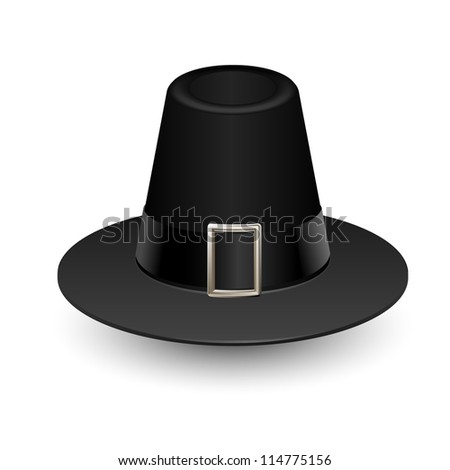 Pilgrim hat on white, Thanksgiving symbol, vector