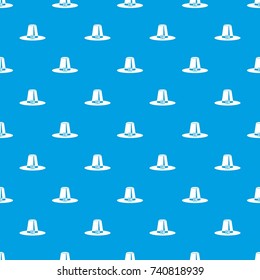 Pilgrim hat pattern repeat seamless in blue color for any design. Vector geometric illustration