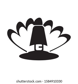 Pilgrim hat silhouette with a turkey feathers- Vector