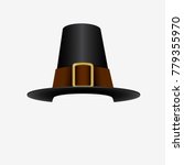 Pilgrim hat - Thanksgiving accessory - vector illustration isolated on white