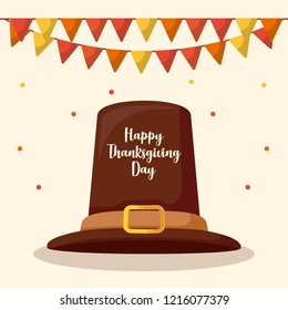 pilgrim hat of thanksgiving day with garlands