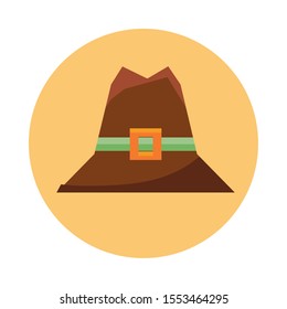 pilgrim hat traditional accessory icon vector illustration design