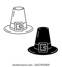 Pilgrim Hat Traditional Thanksgiving symbol Logo Icon design concept in minimalistic style Isolate