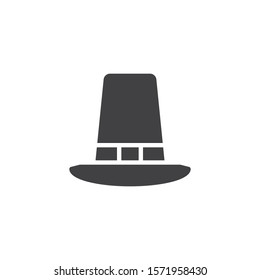 Pilgrim Hat vector icon. filled flat sign for mobile concept and web design. Thanksgiving hat glyph icon. Symbol, logo illustration. Vector graphics
