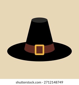 Ícone de vetor de chapéu de peregrino. Comemoração de Ação de Graças. Ilustração vetorial, design plano