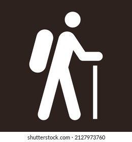 Pilgrim icon, tourist icon, hiking icon on dark background