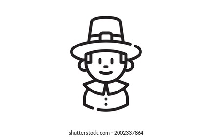 Pilgrim icon vector isolated on white background, logo concept