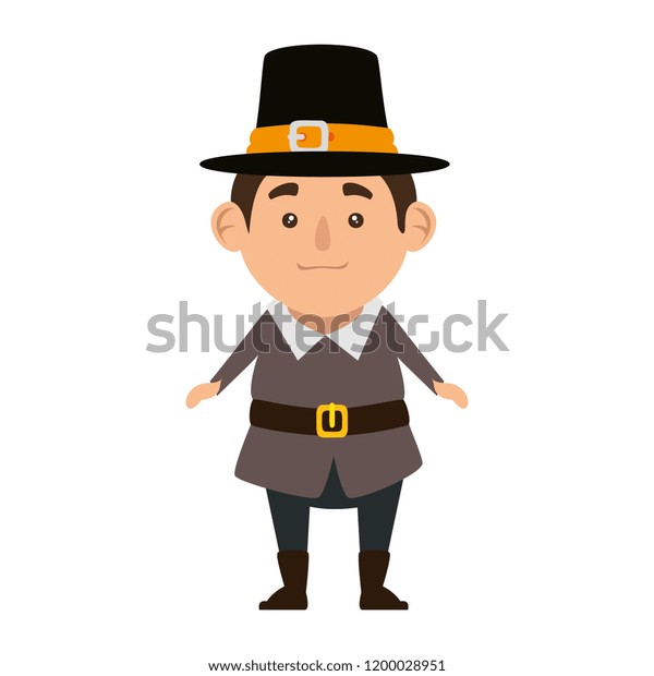 Pilgrim Man Character Icon Stock Vector (Royalty Free) 1200028951 ...