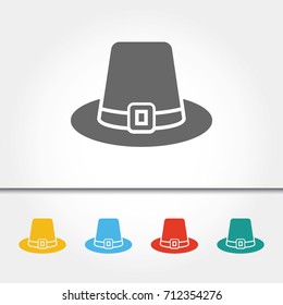 Pilgrim Man Hat Single Icon Vector Illustration