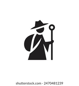 pilgrim man ritual culture religion logo vector illustration template design