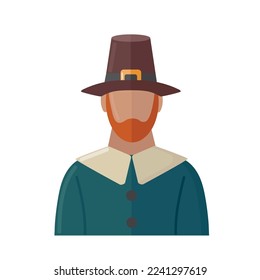 Ilustración vectorial del peregrino del hombre del agradecimiento aislado 