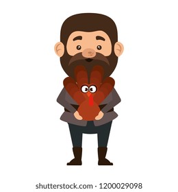pilgrim man with turkey character