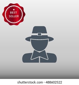 Pilgrim Man Vector Icon Illustration