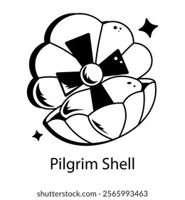 A pilgrim shell icon designed in doodle style 