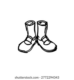 Pilgrim shoes icon logo design. Colonial Thanksgiving shoes sign and symbol. Hand drawn pilgrim shoe icon. Holiday party decor.