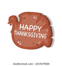 Pilgrim Turkey Bird. Happy Thanksgiving Day. Vector illustration in cartoon style. Isolated on white background.