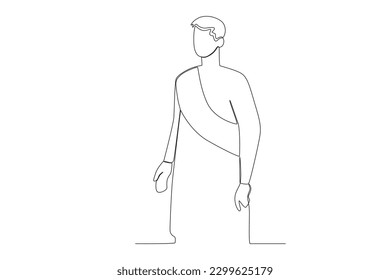 A pilgrim wearing haj clothes. Hajj pilgrims one-line drawing