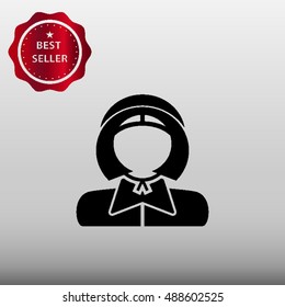 Pilgrim Woman Vector Icon Illustration