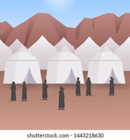 Pilgrimage Camp, Hajj Tent in Mina Illustration