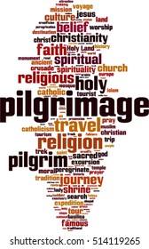 Pilgrimage word cloud concept. Vector illustration