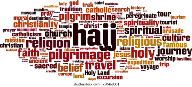 Pilgrimage word cloud concept. Vector illustration