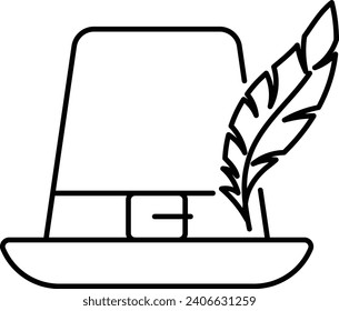 Pilgrims hat Concept, Thanksgiving Day Costume Vector line icon Design, Harvest festival Symbol, Secular holiday Sign, Religious and cultural traditions Stock Illustration