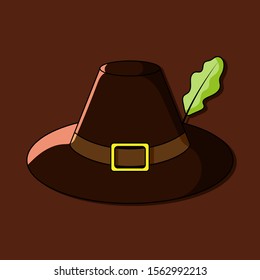 Pilgrim's hat. Isolated object. Flat design.