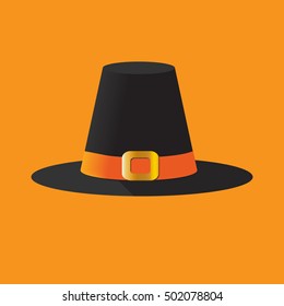 Pilgrim's Hat Isolated. Vector Illustration of a pilgrim's hat, also known as cockel hat or traveller's hat. Thanksgiving icon.