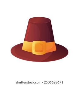 Sombrero de peregrino. Día de Acción de Gracias. Ilustración vectorial aislada sobre fondo blanco