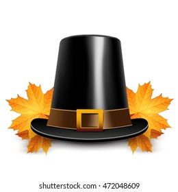 Pilgrims hats for thanksgiving on white background. Thanksgiving day,