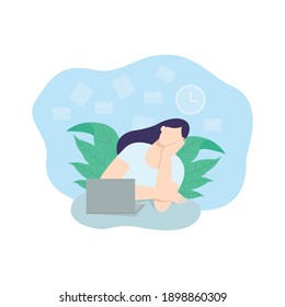 
Piling up office work deadlines, worked until overtime