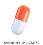 Pill 3D icon pharmacy concept. Pill tablet, supplements, capsule drugs and medications. Healthcare, hematology, medicine minimal concept. Vector illustration