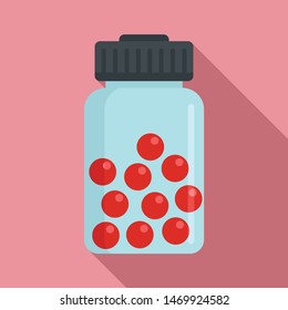 Pill ball jar icon. Flat illustration of pill ball jar vector icon for web design