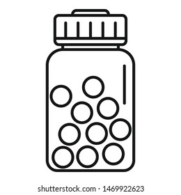 Pill ball jar icon. Outline pill ball jar vector icon for web design isolated on white background