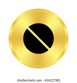 Pill - black vector icon;  golden button