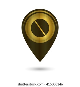 pill - black vector icon; golden  map pointer