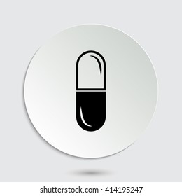 pill - black vector icon  with shadow