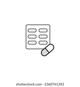 Pill blister editable stroke icon. Vector illustration. EPS 10.