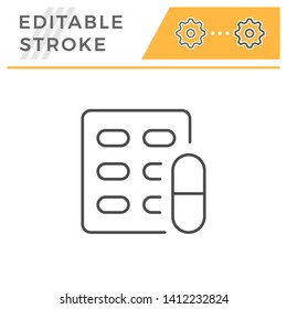 Pill Blister Editable Stroke Line Icon