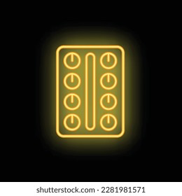 Pill blister icon outline vector. Mental stress. Sad overload neon color isolated on black