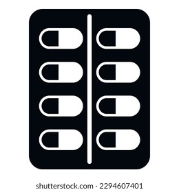 Píldora del icono del blister simple vector. Resistente a las bacterias. Inmunización médica