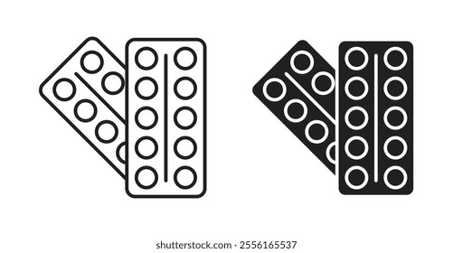Pill blister pack Filled flat icons set for apps and web ui designs.