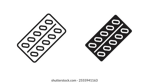 Pill blister pack flat simple vector symbols illustration.