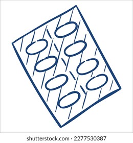 Blisterpackung. handgezeichnete Vektorgrafik