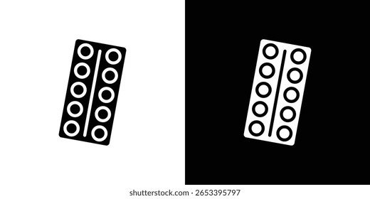 Pill blister pack icon black silhouette for web, and mobile app