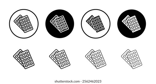 Pill blister pack icon Flat art in black and white isolated